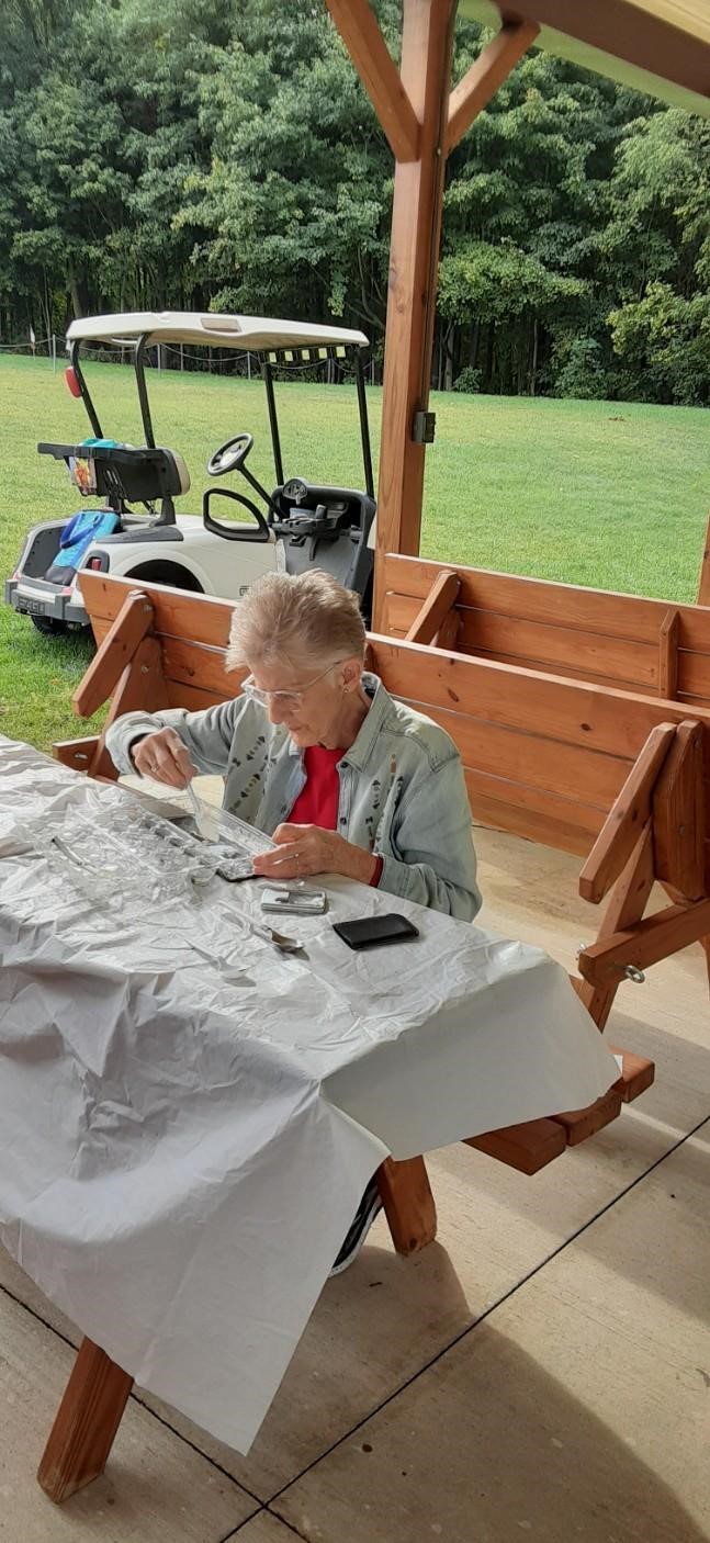 Woman viewing macro samples